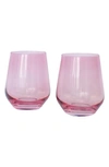 Estelle Set Of 2 Stemless Wineglasses In Rose