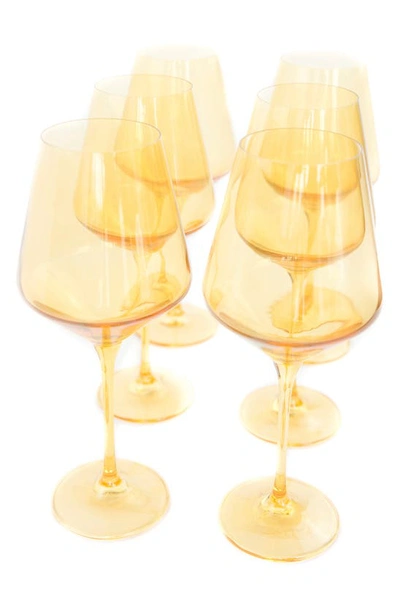 Estelle Set Of 6 Stem Wineglasses In Yellow