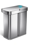 Simplehuman 58l Dual Compartment Rectangular Sensor Can In Brushed