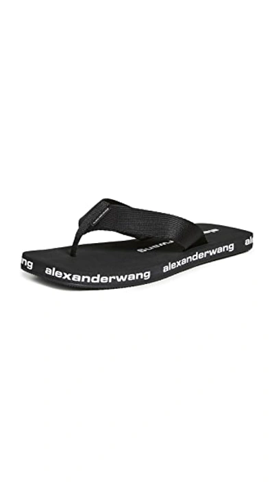 Alexander Wang Black Aw Nylon Logo Flat Sandals