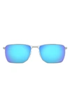 Oakley Oo4142 Satin Chrome Male Sunglasses In Satin Chrome/ Prizm Sapphire