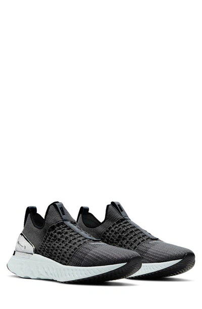 Nike React Phantom Run Flyknit Running Shoe In Grey/ Silver