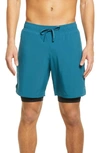 Alo Yoga Unity 2-in-1 Shorts In Mineral Blue/ Black