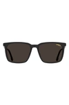 Carrera Eyewear 55mm Polarized Rectangle Sunglasses In Black/ Brown