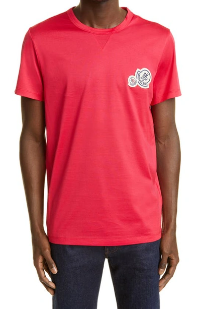 Moncler Double Logo Patch Slim Fit T-shirt In Red | ModeSens