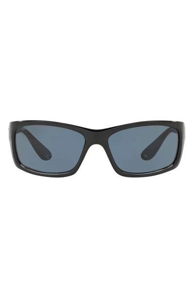 Costa Del Mar 62mm Polarized Wraparound Sunglasses In Shiny Black