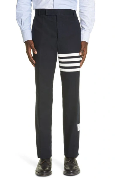 Thom Browne Navy Unconstructed 4-bar Seamed Chino Trousers In Dark Blue