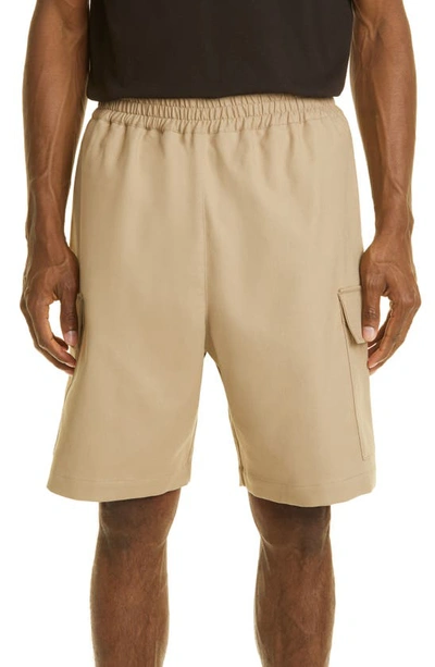 Bottega Veneta Stretch Cotton Cargo Shorts In 米黄色