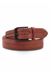 Bosca Vesuvio Braid Embossed Leather Belt In Dk Brown