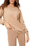 Good American Long Sleeve Crewneck T-shirt In Putty001