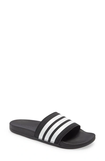 Adidas Originals Adilette Comfort Slide Sandal In Core Black/ White/ Core Black