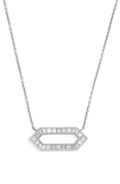 Sethi Couture Silhouette Diamond Hexagon Pendant Necklace In White Gold/ Diamond