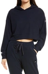 Alo Yoga Muse Ribbed Crop Hoodie In Dark Navy