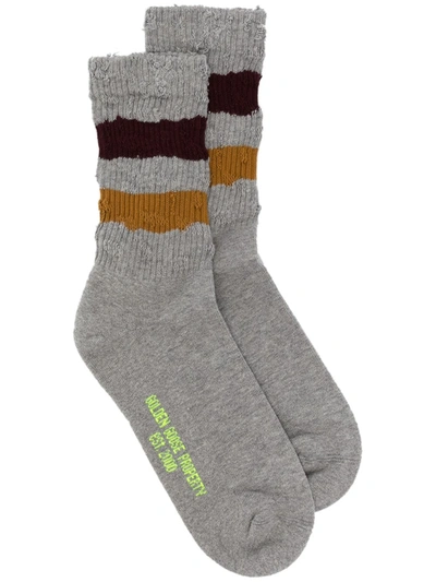Golden Goose Striped Ribbed-knit Socks In Grey