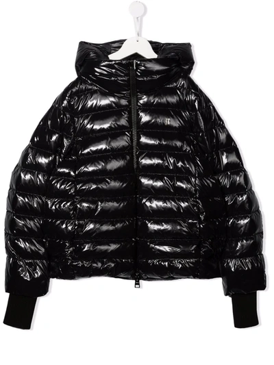 Herno Kids' Patent Puffer Jacket In Black