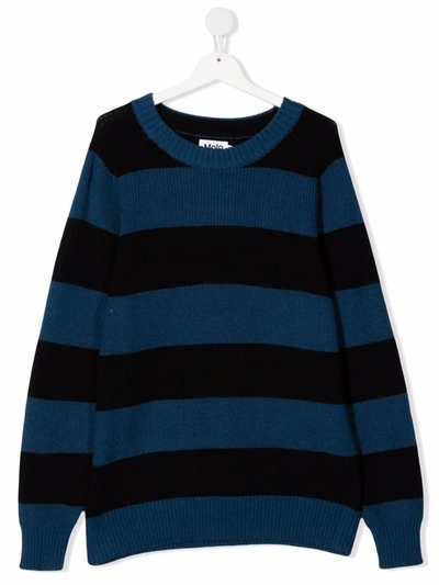 Molo Teen Striped Knit Jumper In Blue