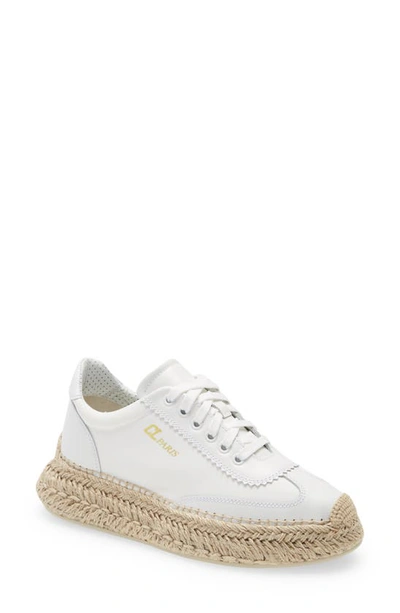 Christian Louboutin Espasneak Leather Low-top Red Sole Espadrille Sneakers In White