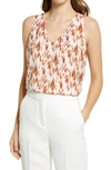 Nordstrom V-neck Tank Top In Pink- Rust Abstract Strokes