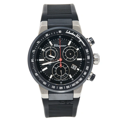 Pre-owned Ferragamo Black Titanium & Ceramic F-55 Sfdl00118 Men's Wristwatch 44 Mm