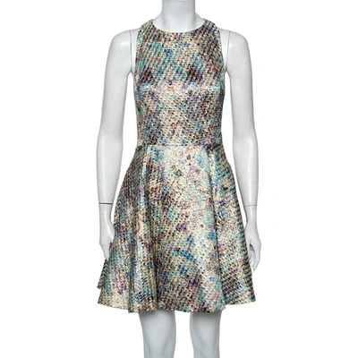 Pre-owned Alice And Olivia Multicolor Lurex Jacquard Cutout Detail Mini Dress S