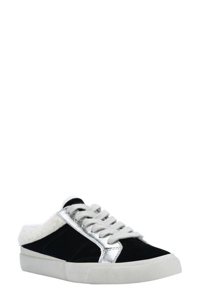 Marc Fisher Miranda Slip-on Sneaker In Black/ Silver/ Natural Suede