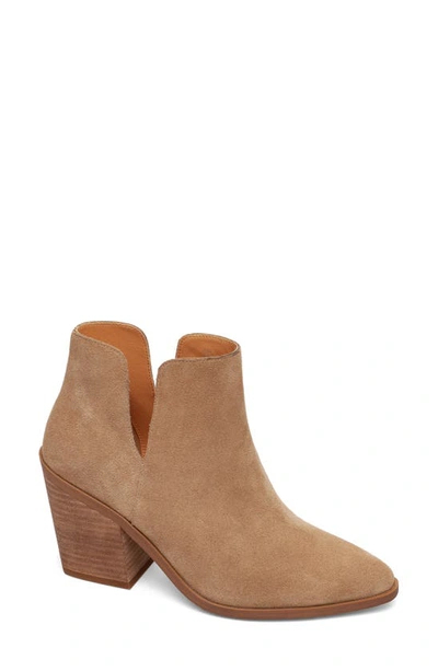 Lisa Vicky Kicky Bootie In Tan Camel Split Suede