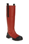 Ganni Recycled Rubber Boots Madder Brown In Madder Brown