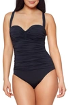 BLEU BY ROD BEATTIE KORE SHIRRED UNDERWIRE ONE-PIECE SWIMSUIT,RBKK00978