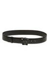 Versace Medusa Head Leather Belt In Black-black- Gold