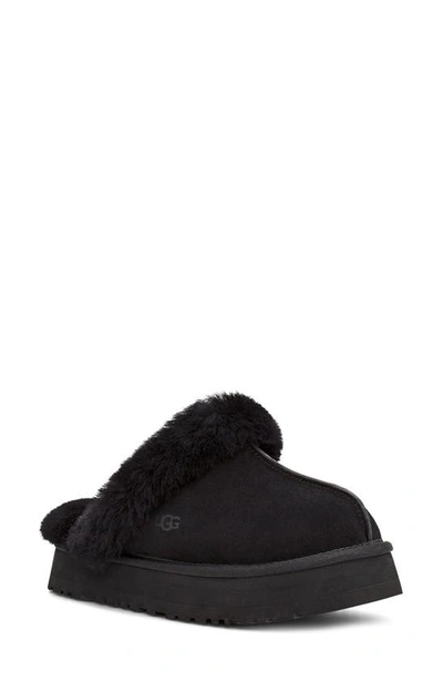 Ugg Disquette Slipper In Black Suede