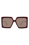 Dior 59mm Gradient Square Sunglasses In Shiny Red / Bordeaux