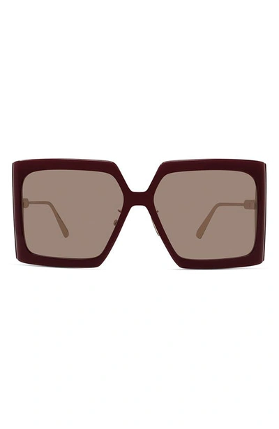 Dior 59mm Gradient Square Sunglasses In Shiny Red / Bordeaux