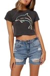 O'neill Dolphin Crop Graphic Tee In Black