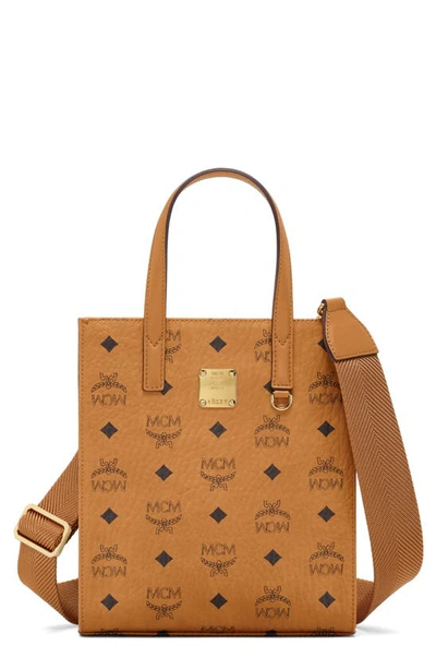 Mcm Visetos Coated Canvas Mini Tote In Cognac