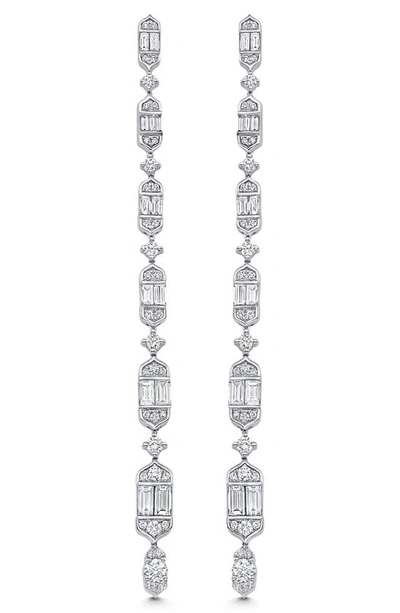Sara Weinstock Taj Baguette Diamond Linear Drop Earrings In 18k White Gold