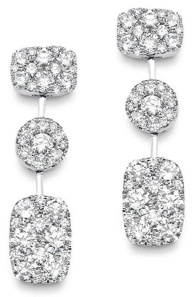 Sara Weinstock Reverie 3 Cluster Diamond Drop Earrings In 18k White Gold