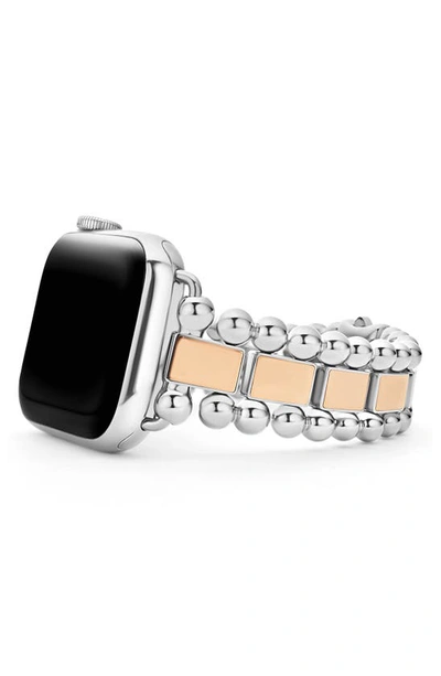 Lagos Smart Caviar Two-tone Stainless Steel And 18k Rose Gold Apple Watch Bracelet, 38-44mm In Silver/rose Gold