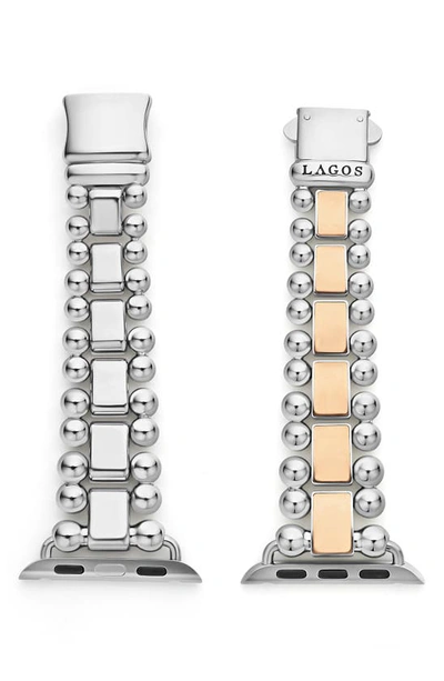 Lagos Smart Caviar Two-tone Stainless Steel And 18k Rose Gold Apple Watch Bracelet, 38-44mm