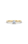 Hautecarat Lab Created Round Diamond & Pavé 14k Gold Ring In Yellow Gold