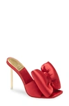 Jeffrey Campbell Women's Bow Down High Heel Slide Sandal In Red Satin Gold