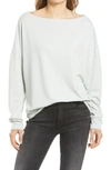 Allsaints Rita Oversize One-shoulder Long Sleeve Tee In Powder Blue