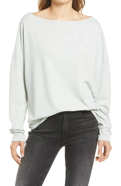 Allsaints Rita Oversize One-shoulder Long Sleeve Tee In Powder Blue