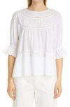 Merlette Sol Tiered Pima Cotton-lawn Blouse In White