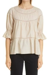 Merlette Sol Tiered Cotton Top In Light Beige