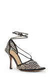 Bottega Veneta Rhinestoned Web Sparkle Mesh Pumps 10cm In Nero/moro