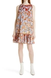 STINE GOYA KENNA METALLIC FLORAL BURNOUT CHIFFON SHIFT MINIDRESS,SG3722