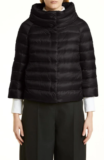 Herno Sofia Down Crop Puffer Jacket In Black