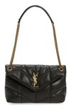 Saint Laurent Loulou Ysl Small Puffer Shoulder Bag In Nero