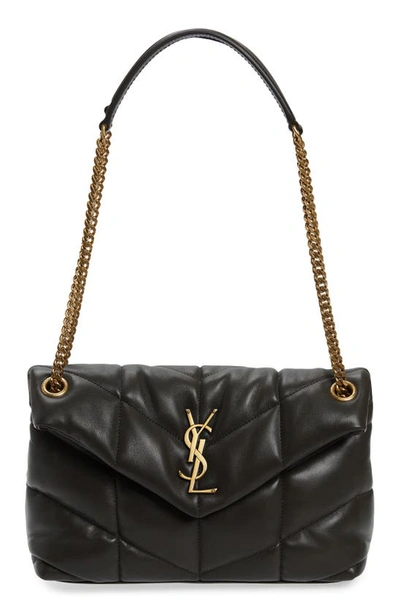 Saint Laurent Loulou Ysl Small Puffer Shoulder Bag In Nero