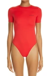 Balenciaga Open Back Lycra One Piece Swimsuit In Flame